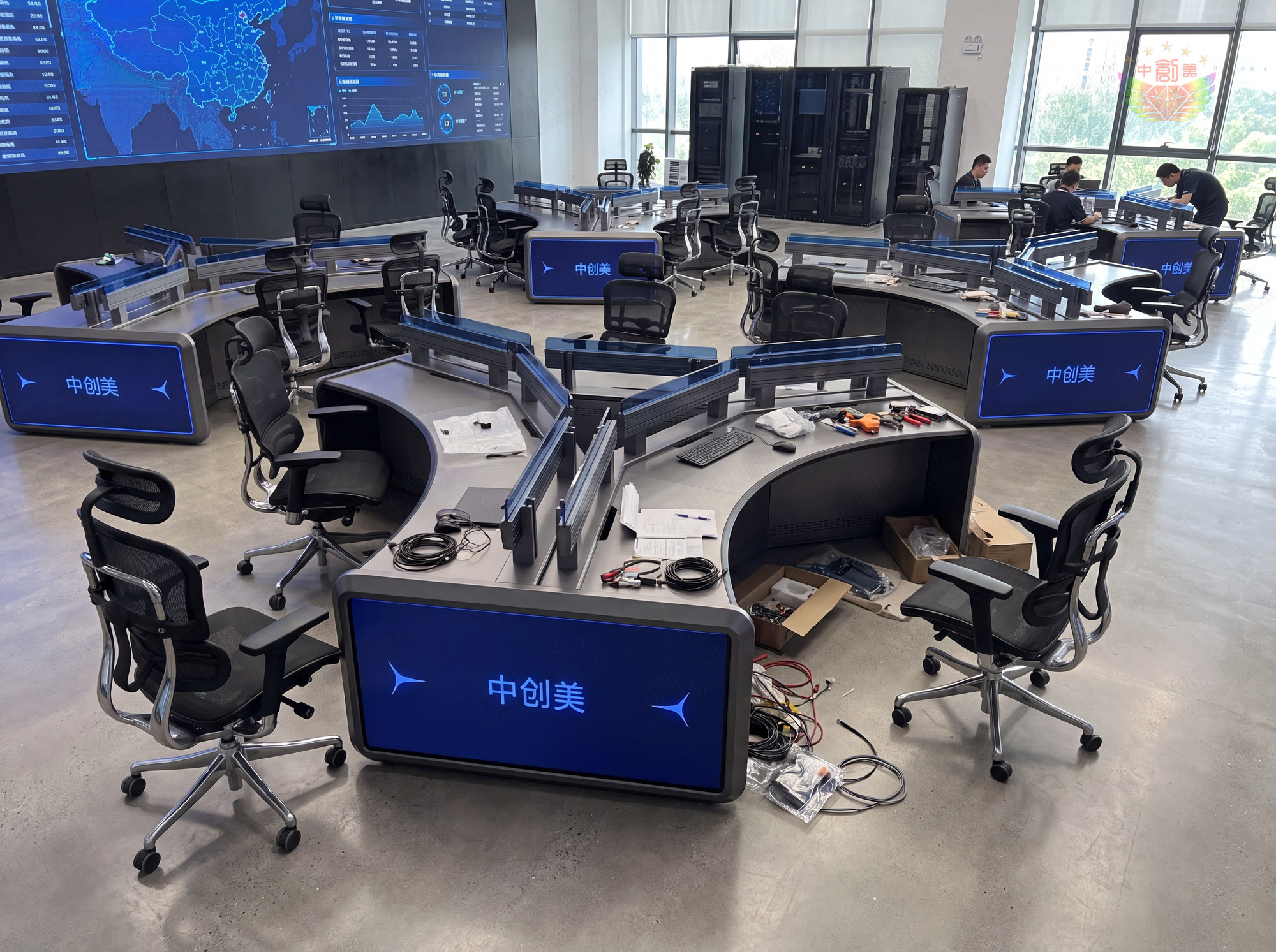 三工位人字型指揮中心控制臺圖片